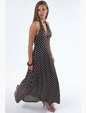 Robe midi à pois avec col halter hiccup