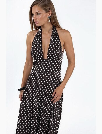 Robe midi à pois avec col halter hiccup