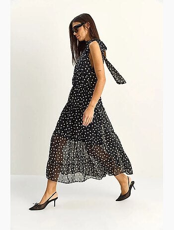 Robe midi à pois avec col halter lucci