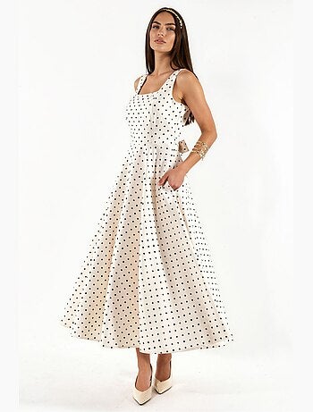 Robe midi à pois avec détail à nouer hiccup