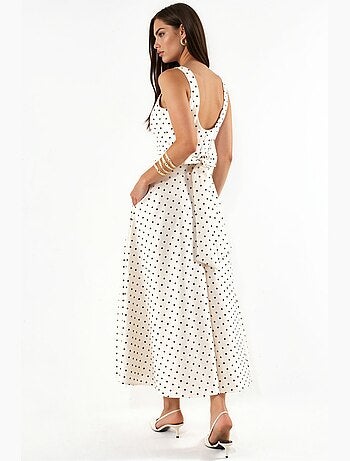 Robe midi à pois avec détail à nouer hiccup