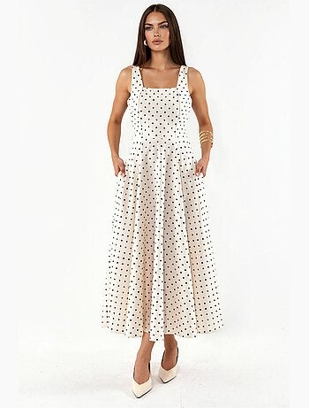 Robe midi à pois avec détail à nouer hiccup