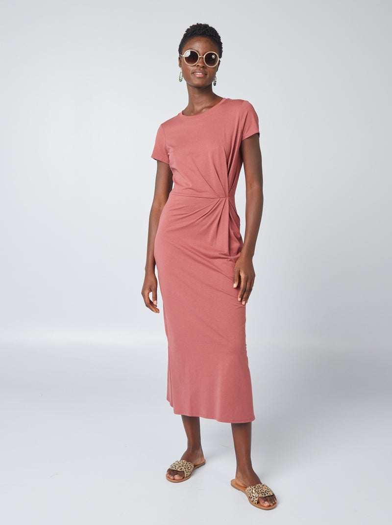 Robe midi à taille resserrée Brique - Kiabi