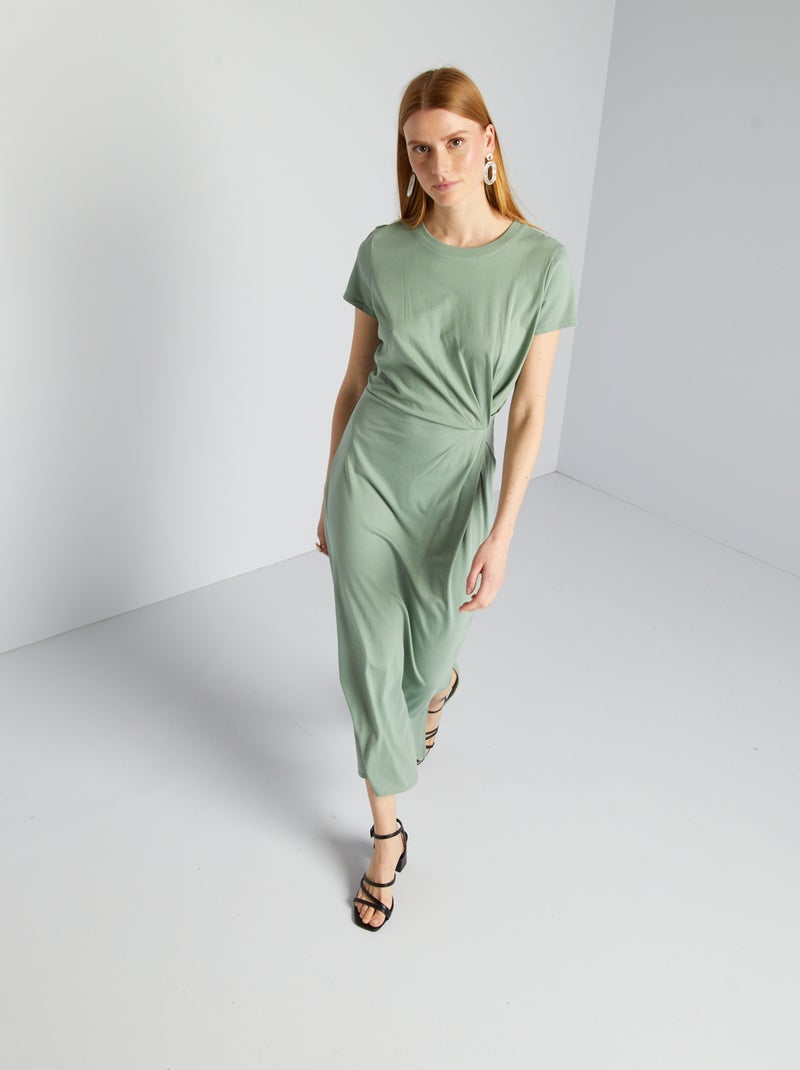 Robe midi à taille resserrée Vert - Kiabi