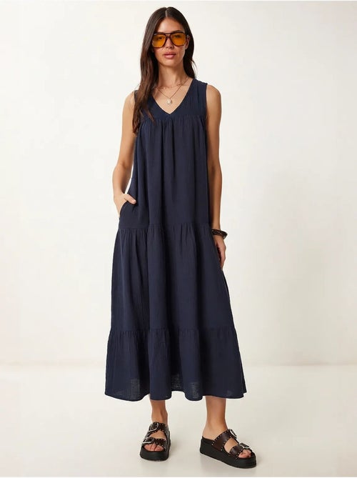 Robe midi à volants et col en v istanbul - Kiabi Robe midi à volants et col en v istanbul - Kiabi