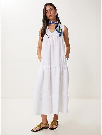 Robe midi à volants et col en v istanbul
