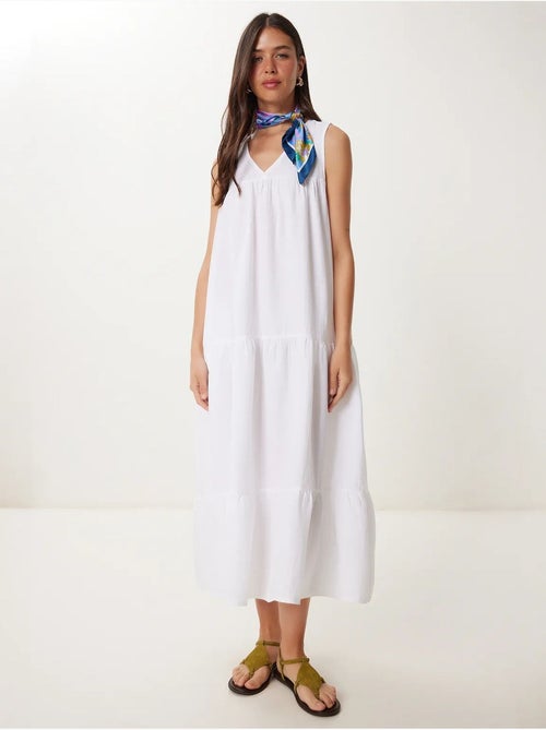 Robe midi à volants et col en v istanbul - Kiabi