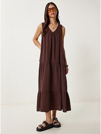 Robe midi à volants et col en v istanbul