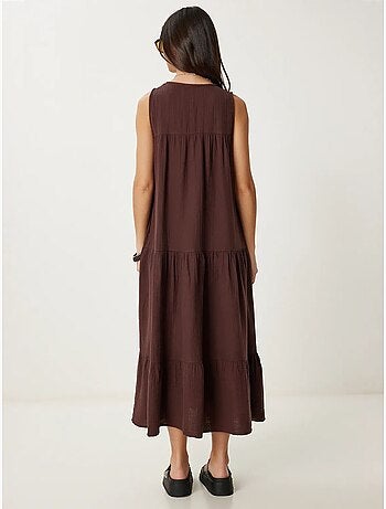 Robe midi à volants et col en v istanbul