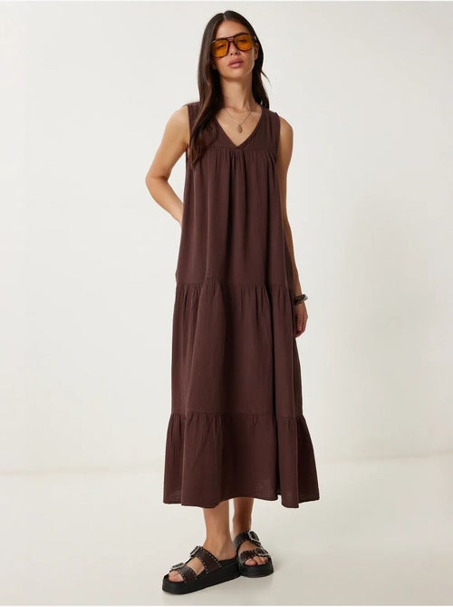 Robe midi à volants et col en v istanbul - Kiabi Robe midi à volants et col en v istanbul - Kiabi