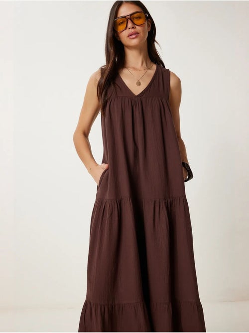 Robe midi à volants et col en v istanbul - Kiabi Robe midi à volants et col en v istanbul - Kiabi