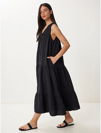 Robe midi à volants et col en v istanbul