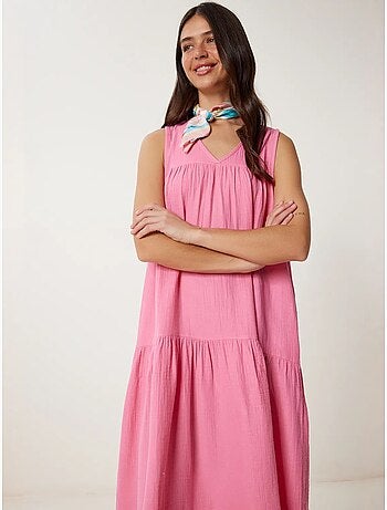 Robe midi à volants et col en v istanbul
