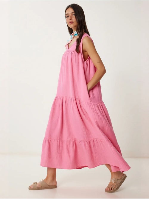 Robe midi à volants et col en v istanbul - Kiabi Robe midi à volants et col en v istanbul - Kiabi