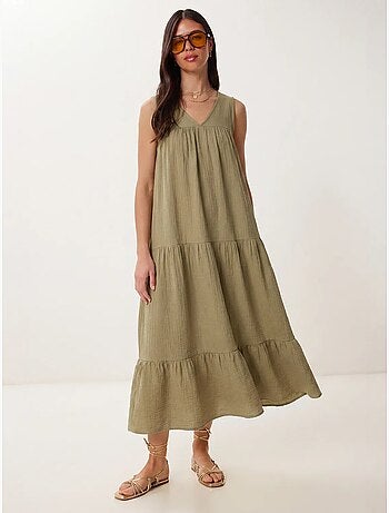 Robe midi à volants et col en v istanbul