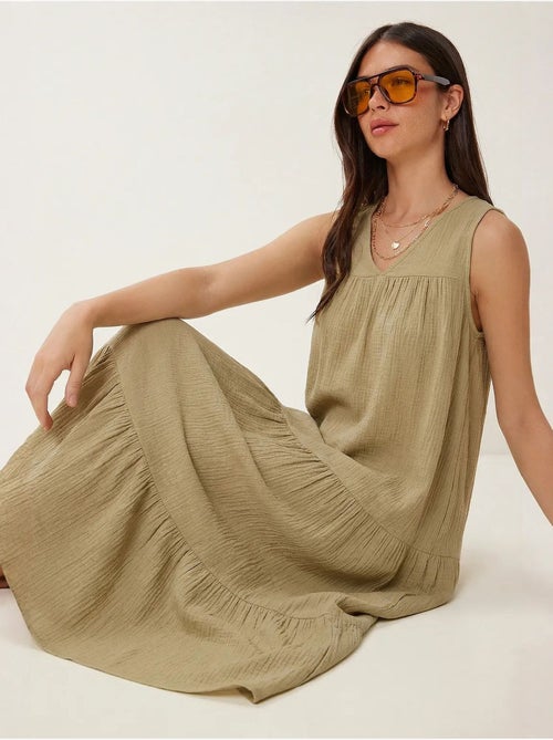 Robe midi à volants et col en v istanbul - Kiabi Robe midi à volants et col en v istanbul - Kiabi
