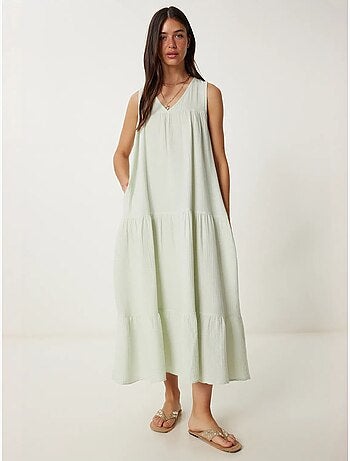 Robe midi à volants et col en v istanbul