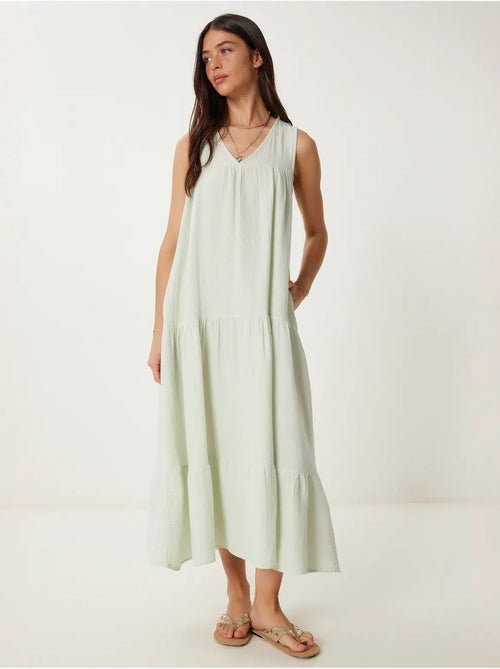 Robe midi à volants et col en v istanbul - Kiabi Robe midi à volants et col en v istanbul - Kiabi