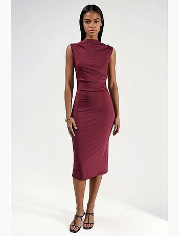 Robe midi à volants et col rond hiccup