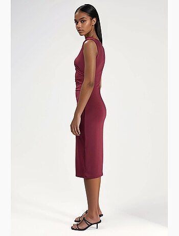 Robe midi à volants et col rond hiccup