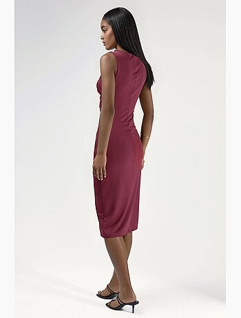 Robe midi à volants et col rond hiccup