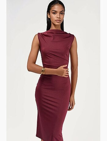 Robe midi à volants et col rond hiccup