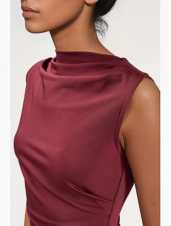 Robe midi à volants et col rond hiccup