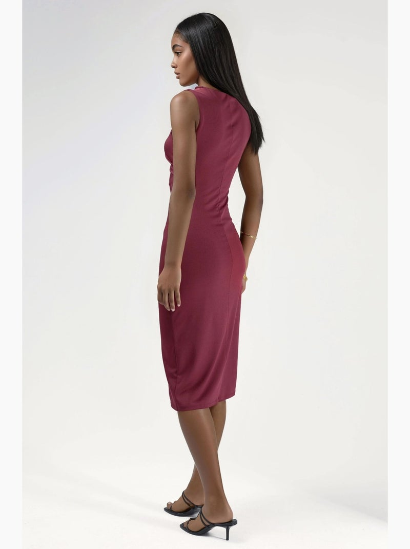 Robe midi à volants et col rond hiccup Rouge bordeaux - Kiabi