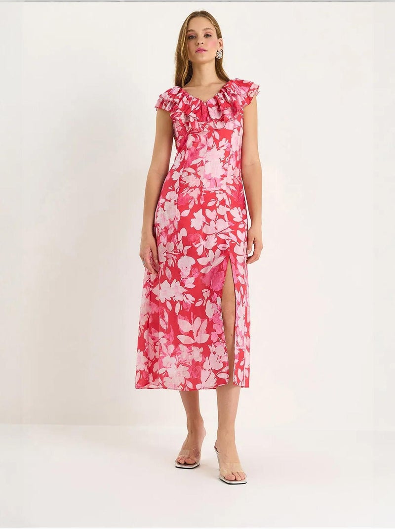 Robe midi à volants lucci Rose clair - Kiabi