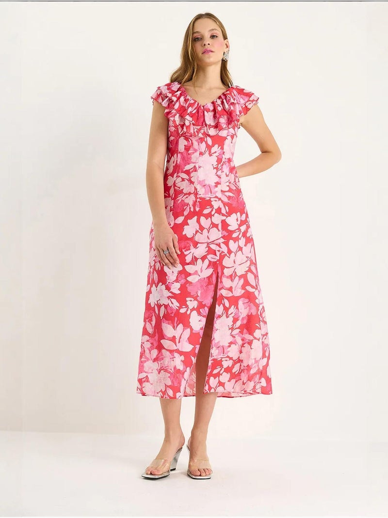 Robe midi à volants lucci Rose clair - Kiabi