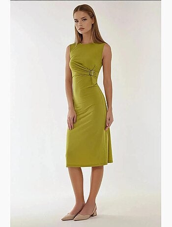 Robe midi ajustée à col ras du cou hiccup