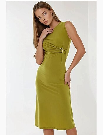 Robe midi ajustée à col ras du cou hiccup