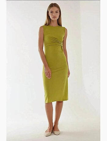 Robe midi ajustée à col ras du cou hiccup