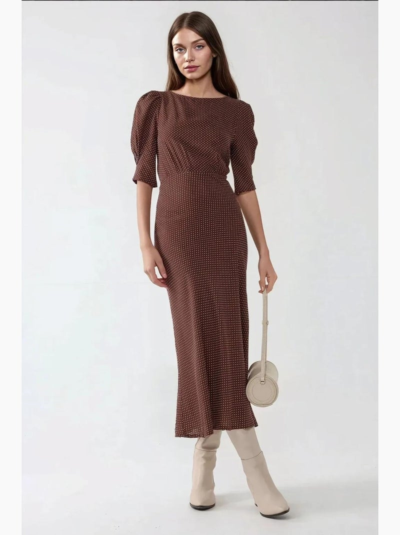 Robe midi ajustée à pois hiccup Multicolore - Kiabi