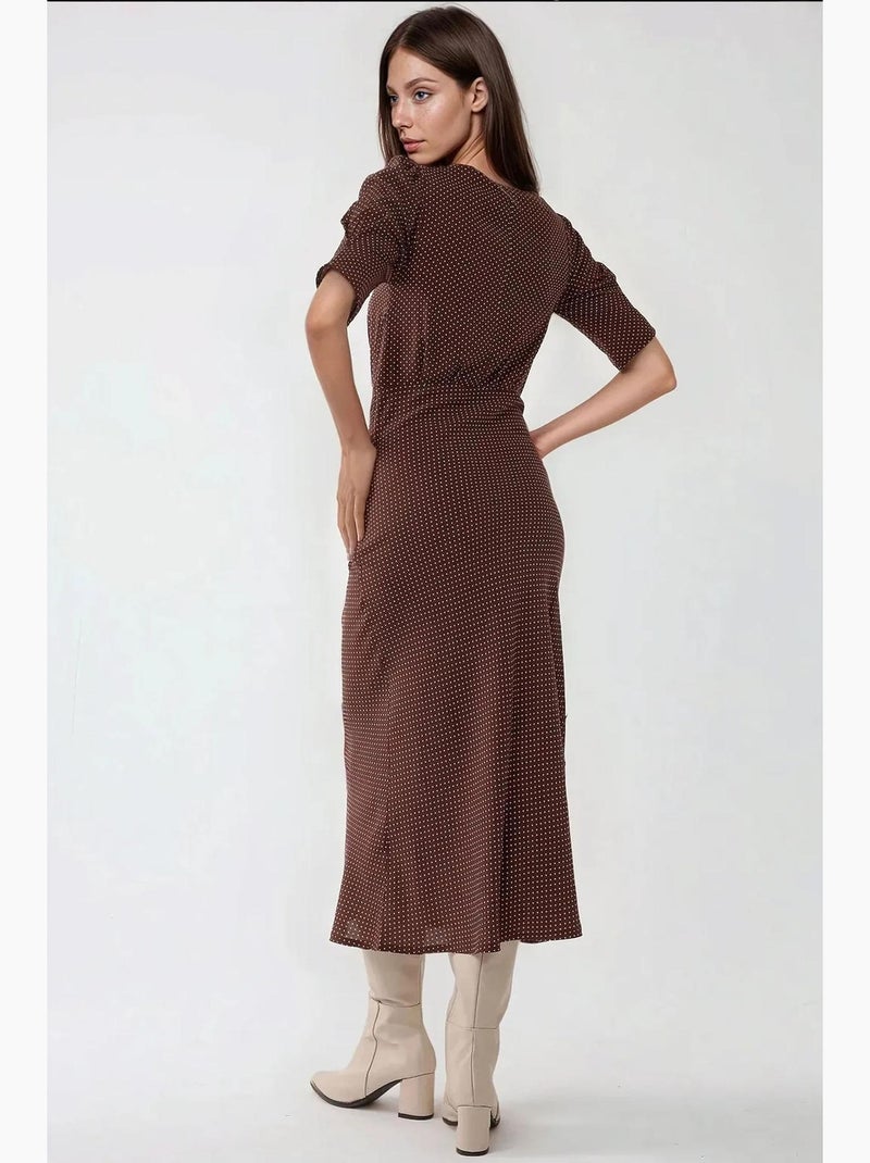 Robe midi ajustée à pois hiccup Multicolore - Kiabi