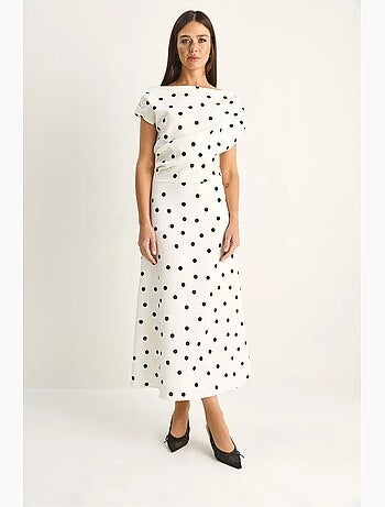 Robe midi ajustée à pois lucci