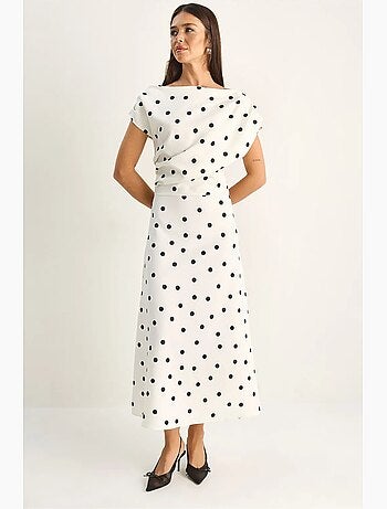 Robe midi ajustée à pois lucci