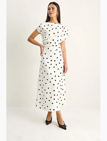 Robe midi ajustée à pois lucci