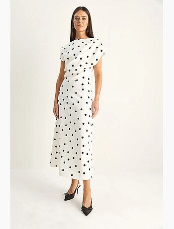 Robe midi ajustée à pois lucci