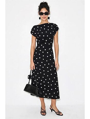 Robe midi ajustée à pois lucci