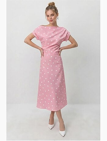 Robe midi ajustée à pois lucci