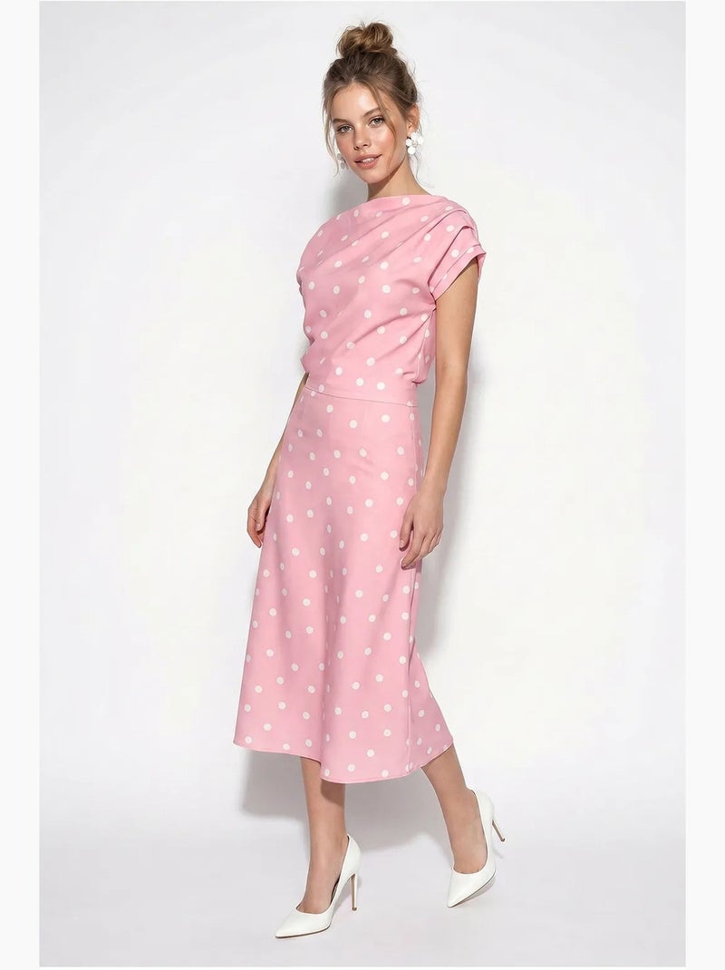 Robe midi ajustée à pois lucci Rose - Kiabi