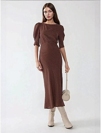 Robe midi ajustée à pois
