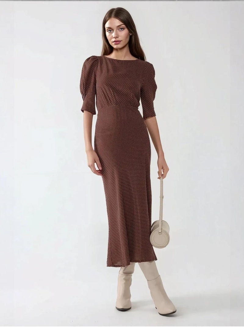 Robe midi ajustée à pois Multicolore - Kiabi
