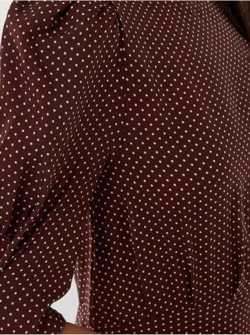 Robe midi ajustée à pois - Kiabi