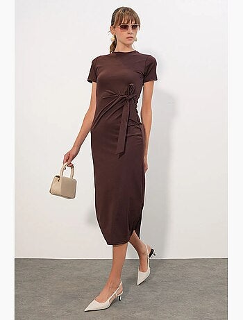 Robe midi ajustée en jersey avec détail à nouer bdart