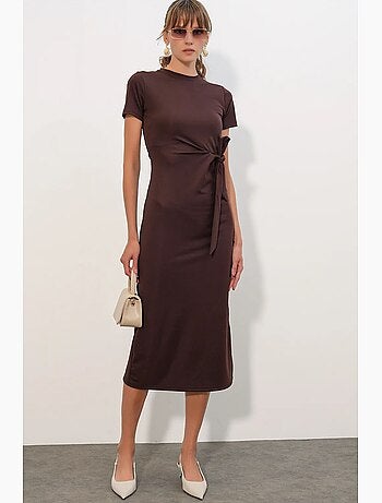 Robe midi ajustée en jersey avec détail à nouer bdart