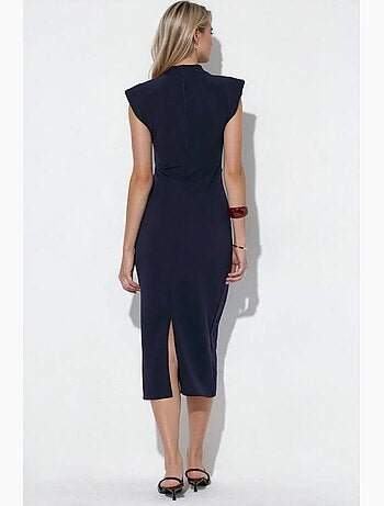 Robe midi ajustée sans manches avec détail à nouer busem