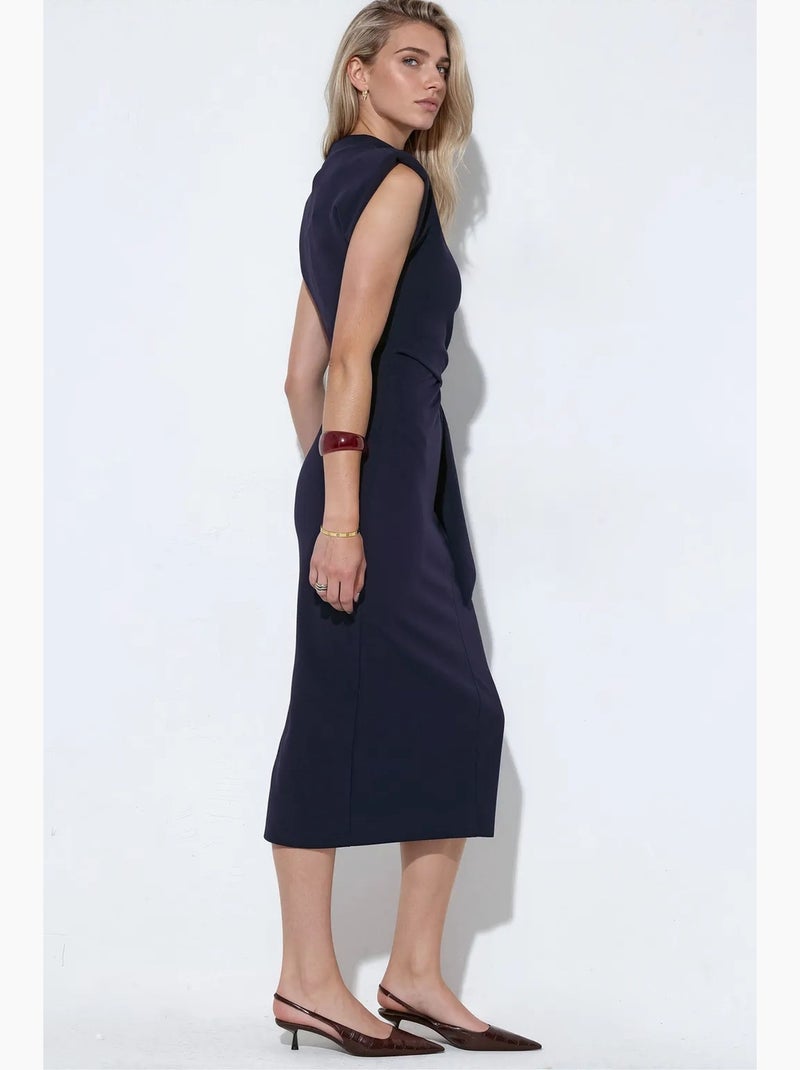 Robe midi ajustée sans manches avec détail à nouer busem Bleu marine - Kiabi