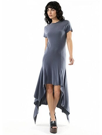 Robe midi asymétrique à col rond busem